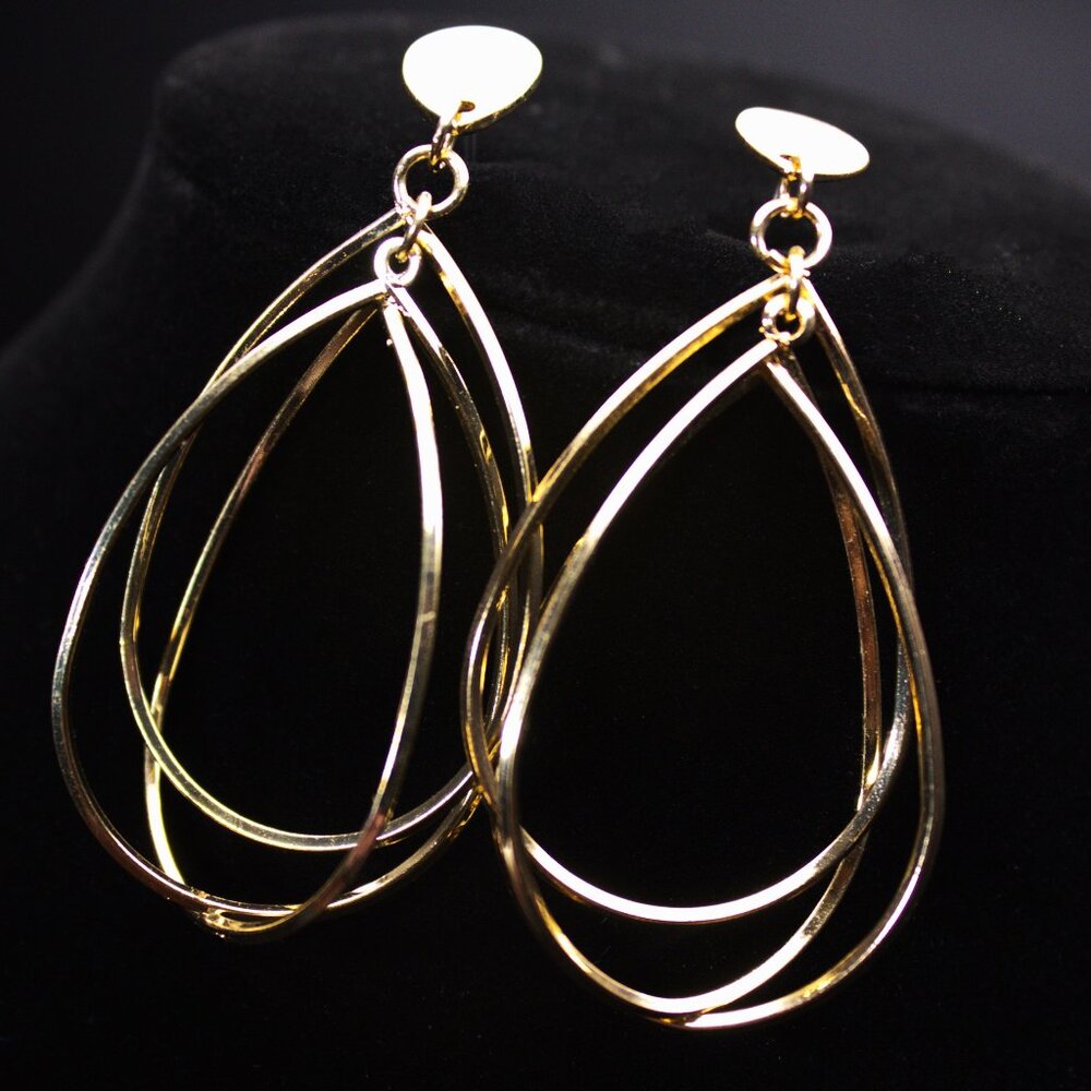 Gold Tone Tear Drop Earrings